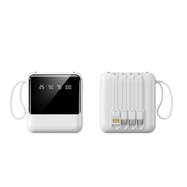 Portable power bank with LED status indicator and integrated cable system Stornfield