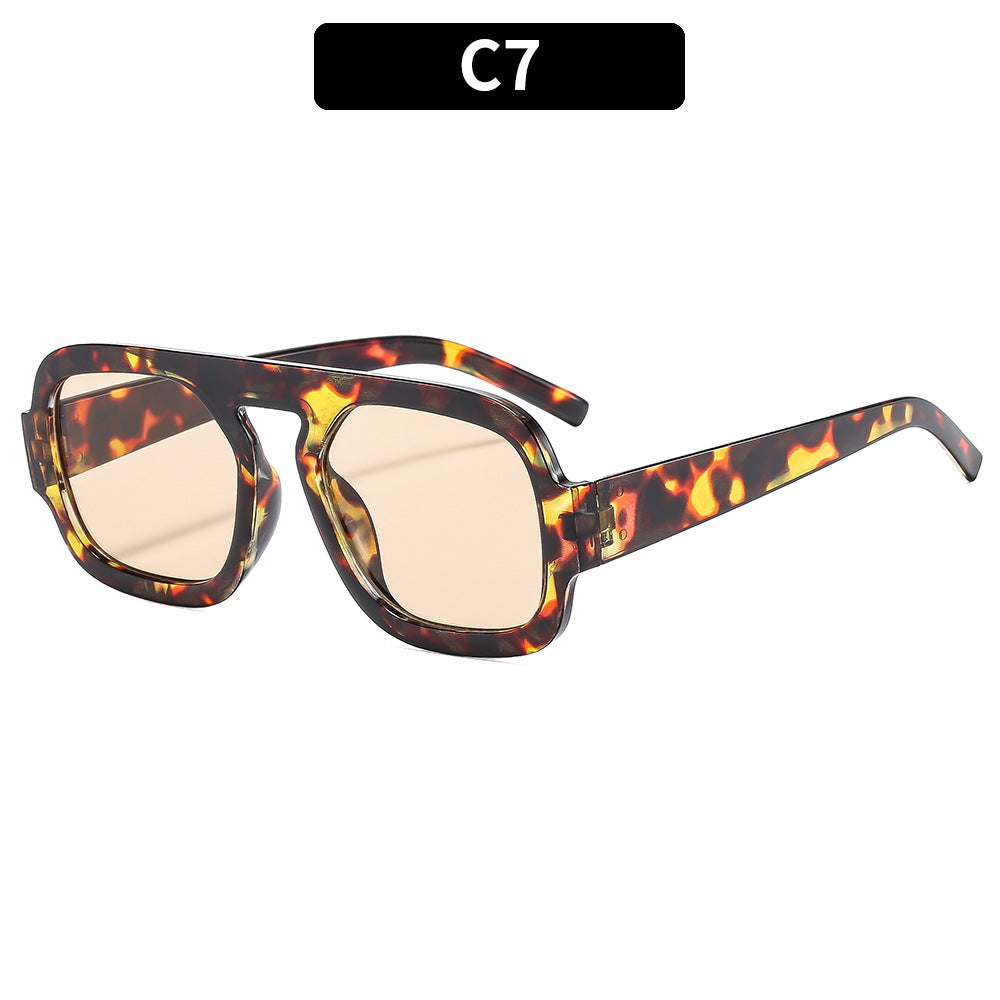 Bold Angular Square Frame Sunglasses