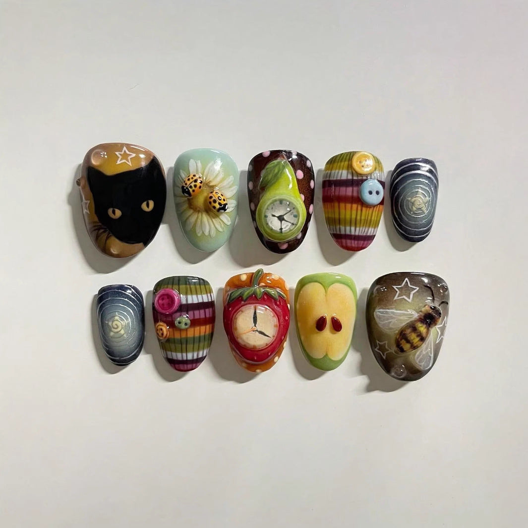 Artistic Ocean-Themed Press-On Nail Art Stornfield