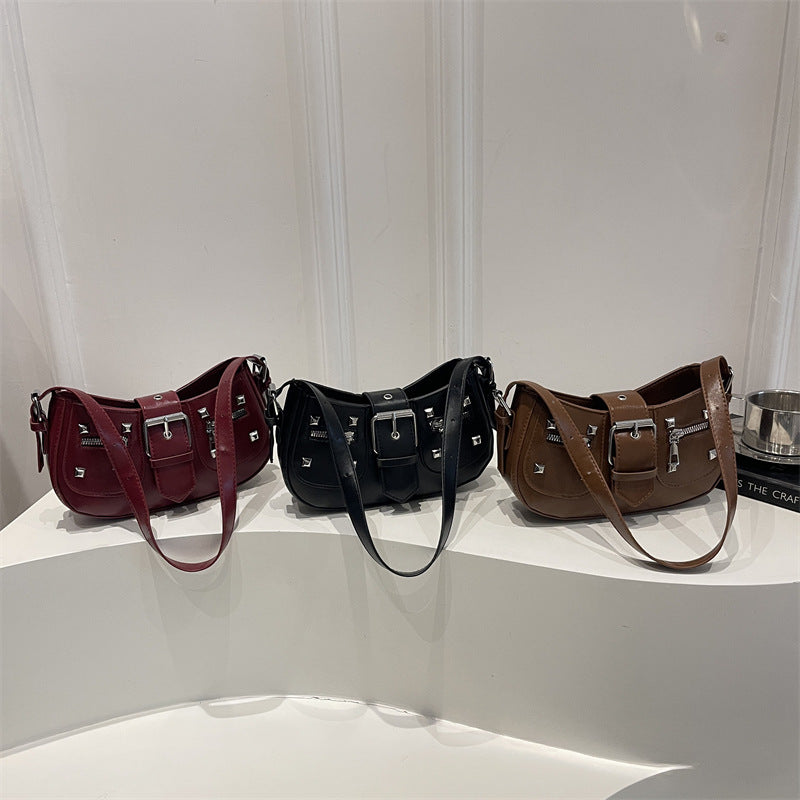 Stylish Studded Denim Handbag