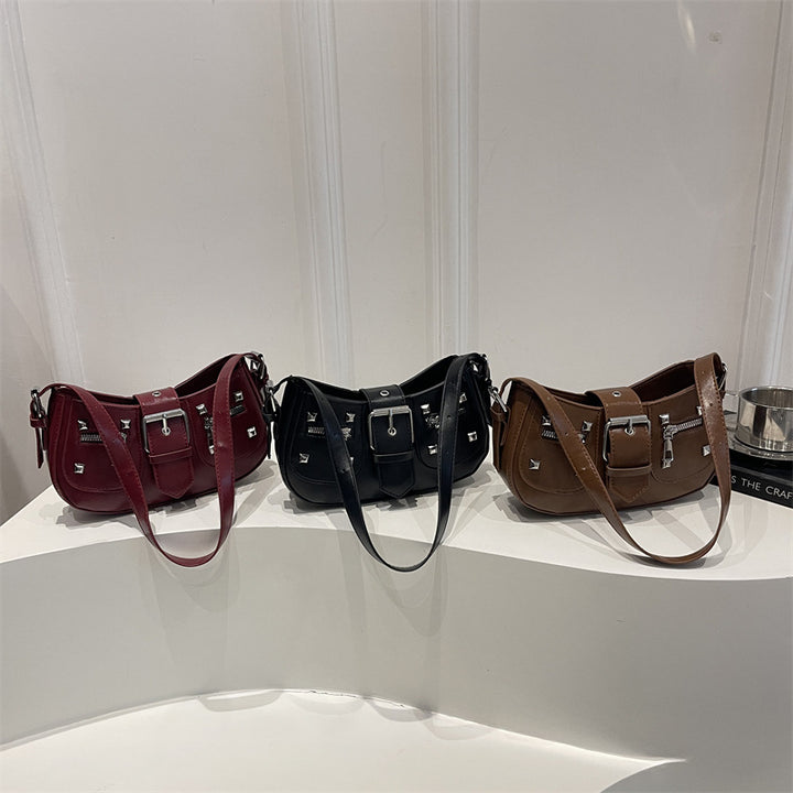 Stylish Studded Denim Handbag