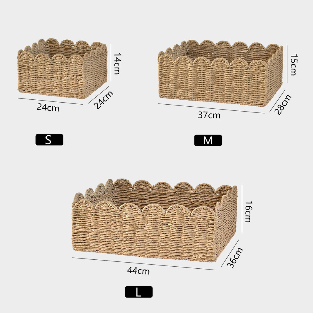 Handcrafted storage basket with playful wave edge Stornfield