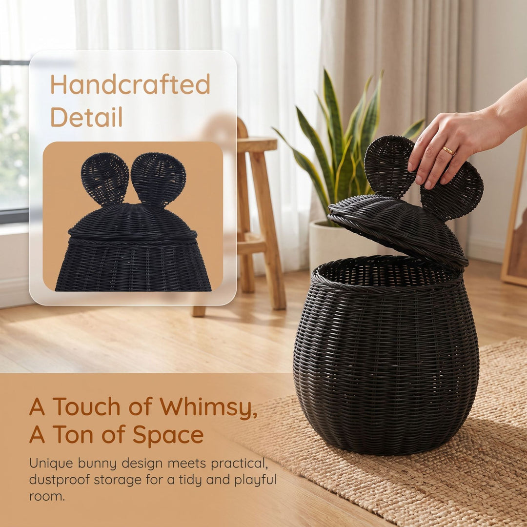 Playful storage basket with lid and ear design Stornfield