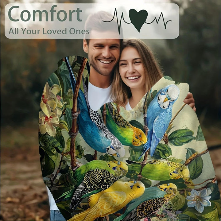 Artistic Budgie Print Throw Blanket