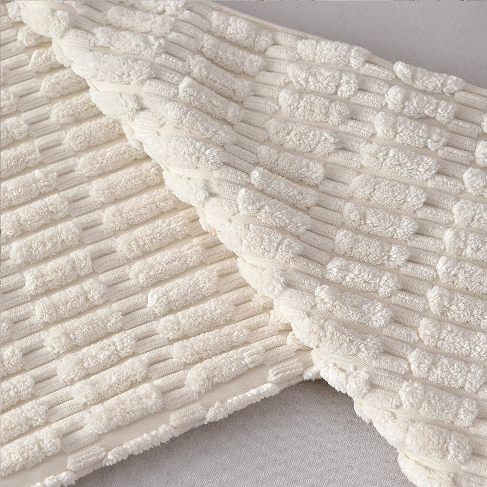 Textured Chenille Square Throw Pillow Cover with Hidden Zipper
