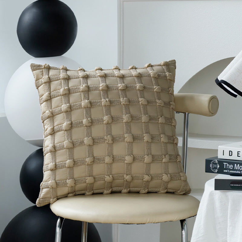 Square decorative cushion cover made of coarse woven bouclé with fine piping Stornfield