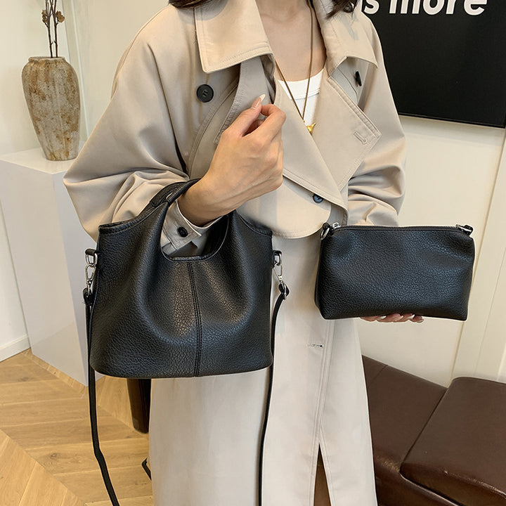 Versatile Leather Tote with Detachable Pouch