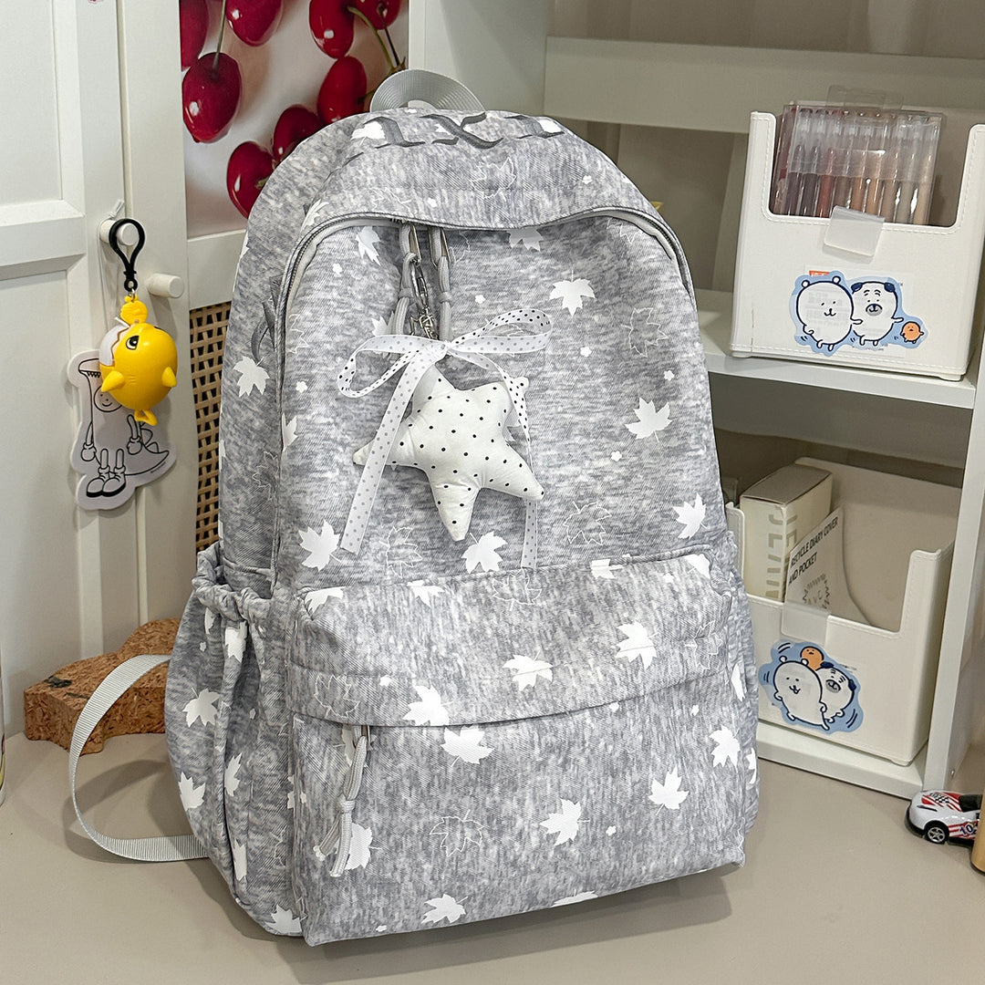 Trendy Leaf-Patterned School Backpack Stornfield