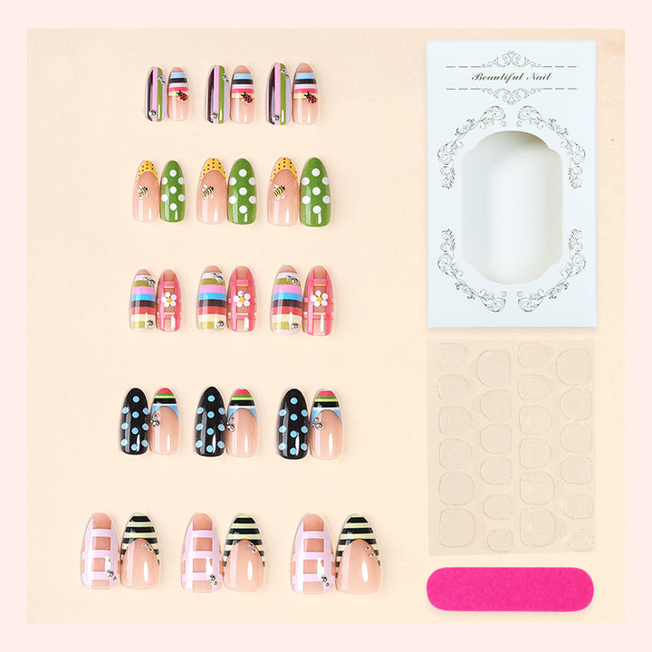 Decorative Press-On Nail Set with Unique Designs Stornfield