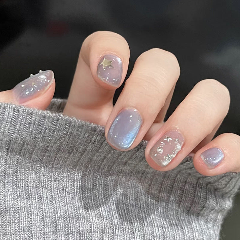 Artistic Press-On Nail Set with Celestial Theme Stornfield