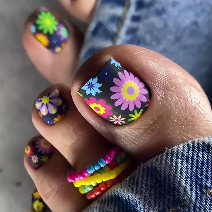 Nail art set with colorful flower designs Stornfield