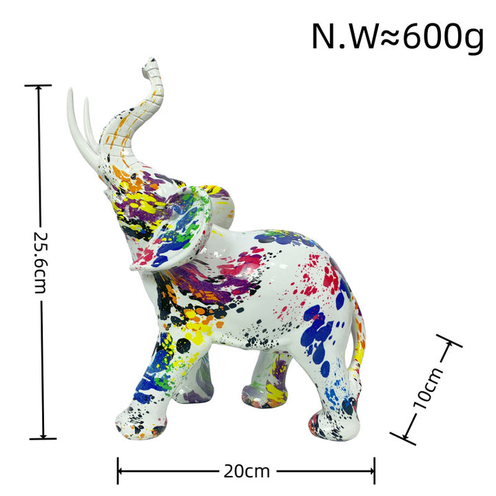 Artistic elephant figure with colorful design Stornfield