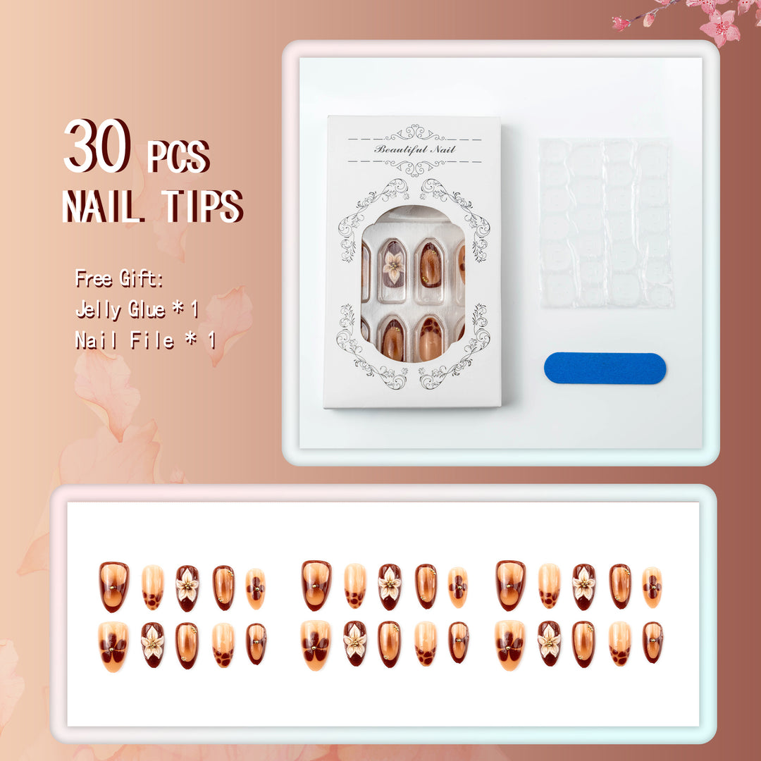 Decorative Floral Press-On Nail Art Set 1790738611