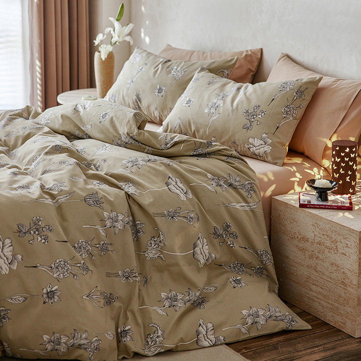 Luxury Botanical Print Duvet Cover Set