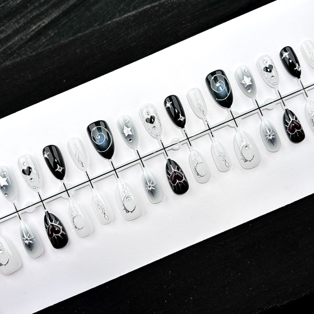 Elegant Polka Dot and Lace Press-On Nail Set