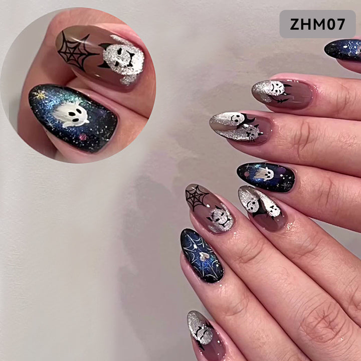 Decorative Press-On Nail Set with Artful Designs Stornfield
