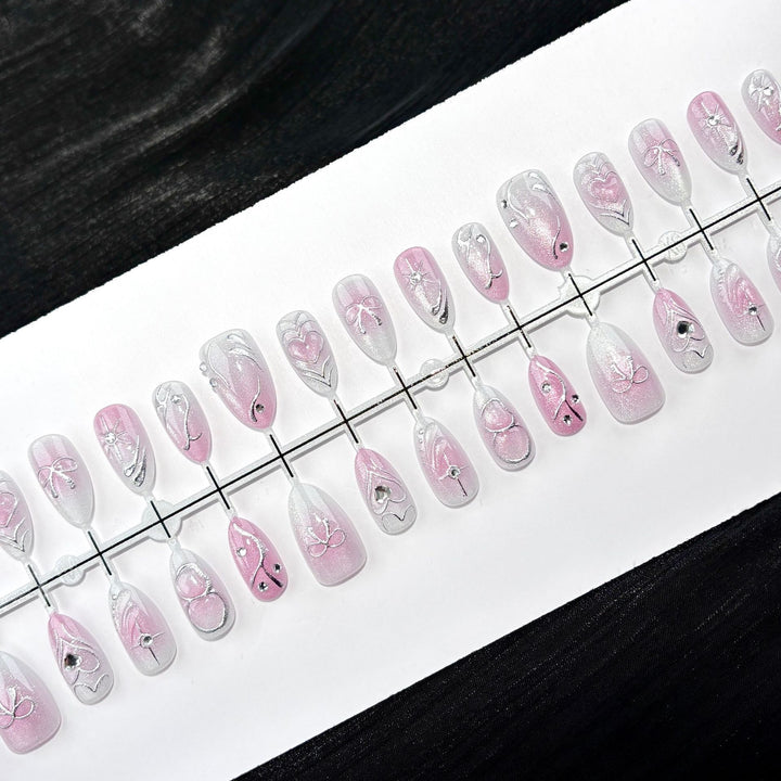 Elegant Polka Dot and Lace Press-On Nail Set