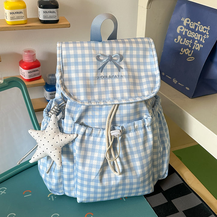 Cute Checked Patterned Drawstring Backpack Stornfield