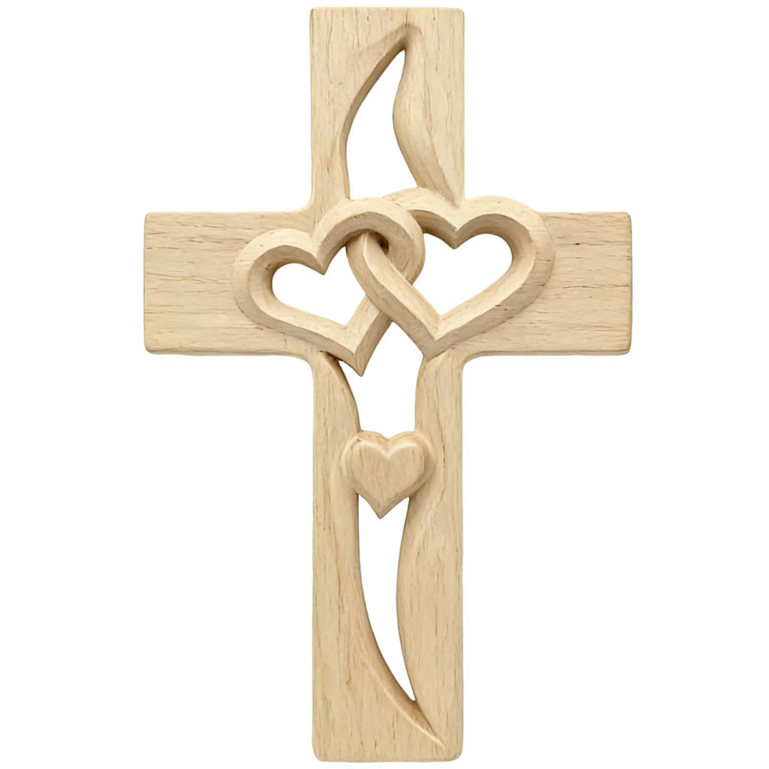 Wooden Heart-Embellished Cross Decoration Stornfield