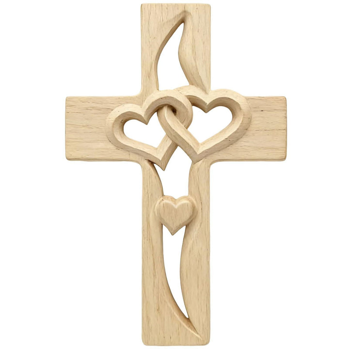 Wooden Heart-Embellished Cross Decoration Stornfield