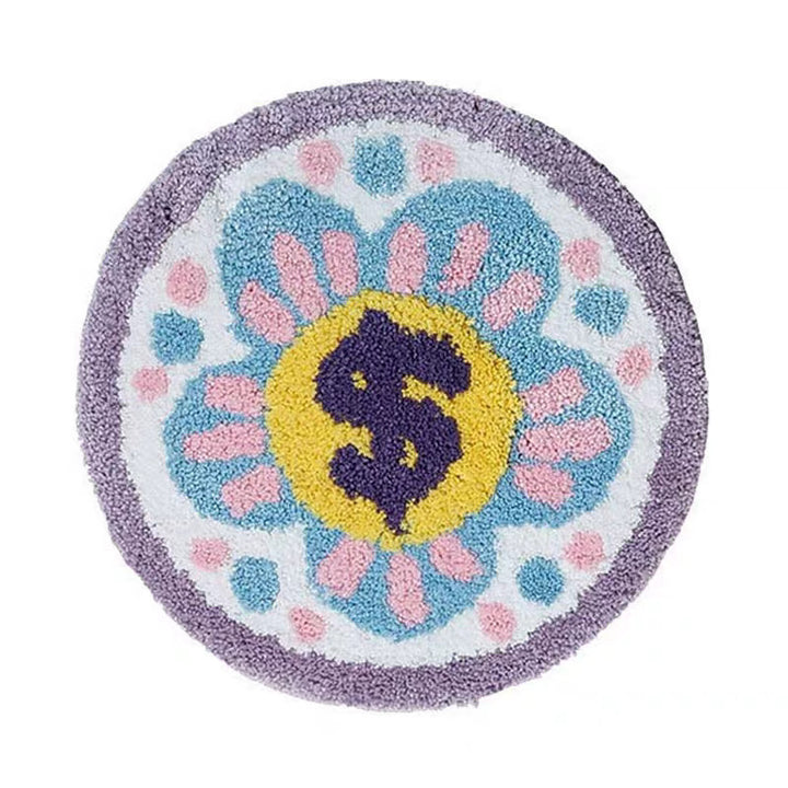 Tufted Plush Round Floral Seat Cushion with Anti-Slip Back