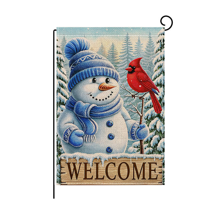 Outdoor Decorative Garden Flag Winter Lantern Poinsettia Design