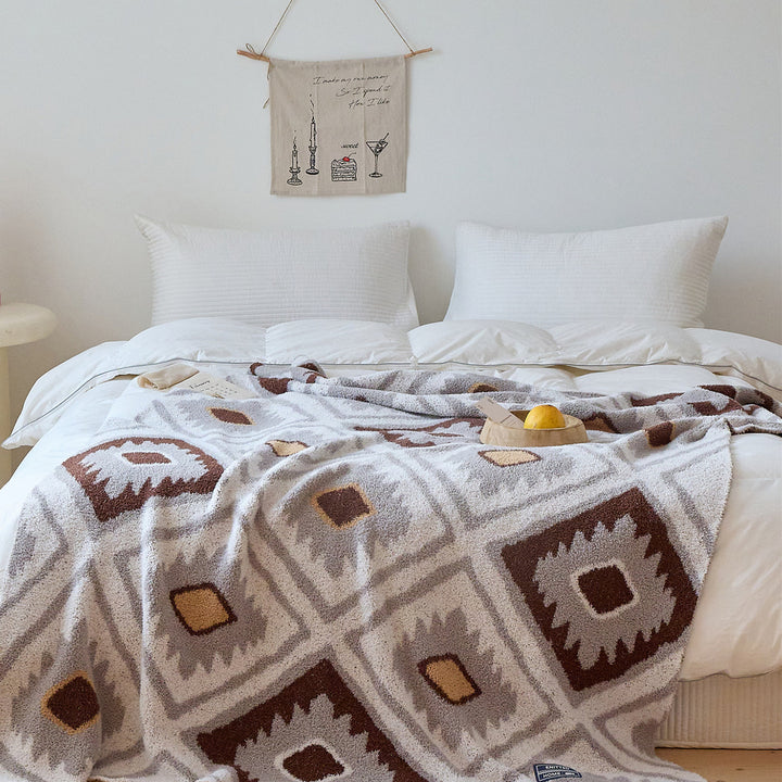 Oversized Plush Geometric Sherpa Throw Blanket