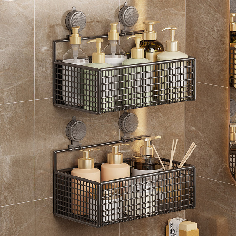 Suction-Mounted Double Mesh Shower Caddy Organizer