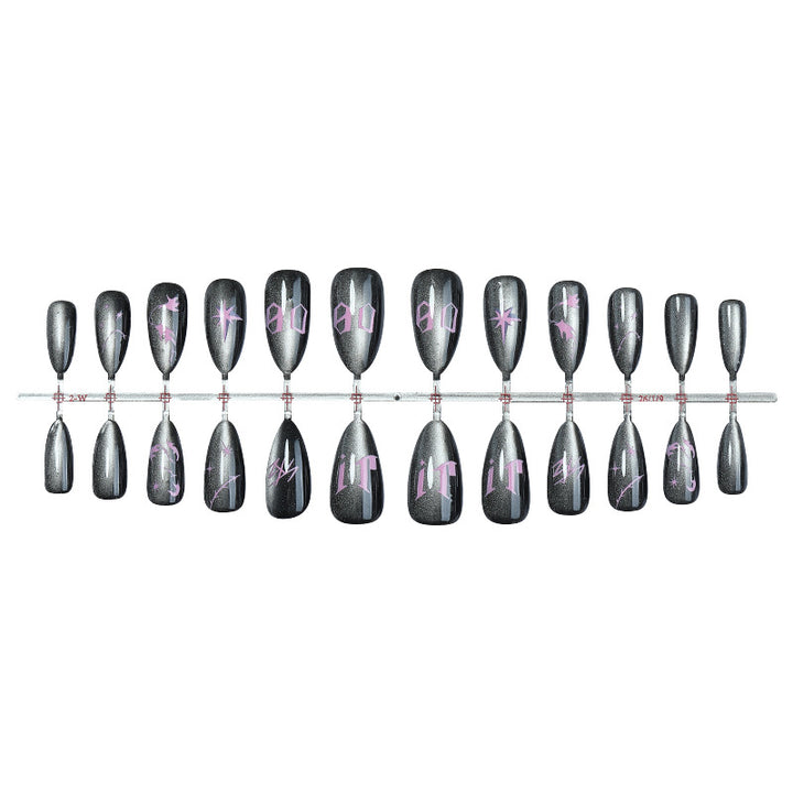 Artistic Press-On Nails Set with Chic Gothic Design Stornfield