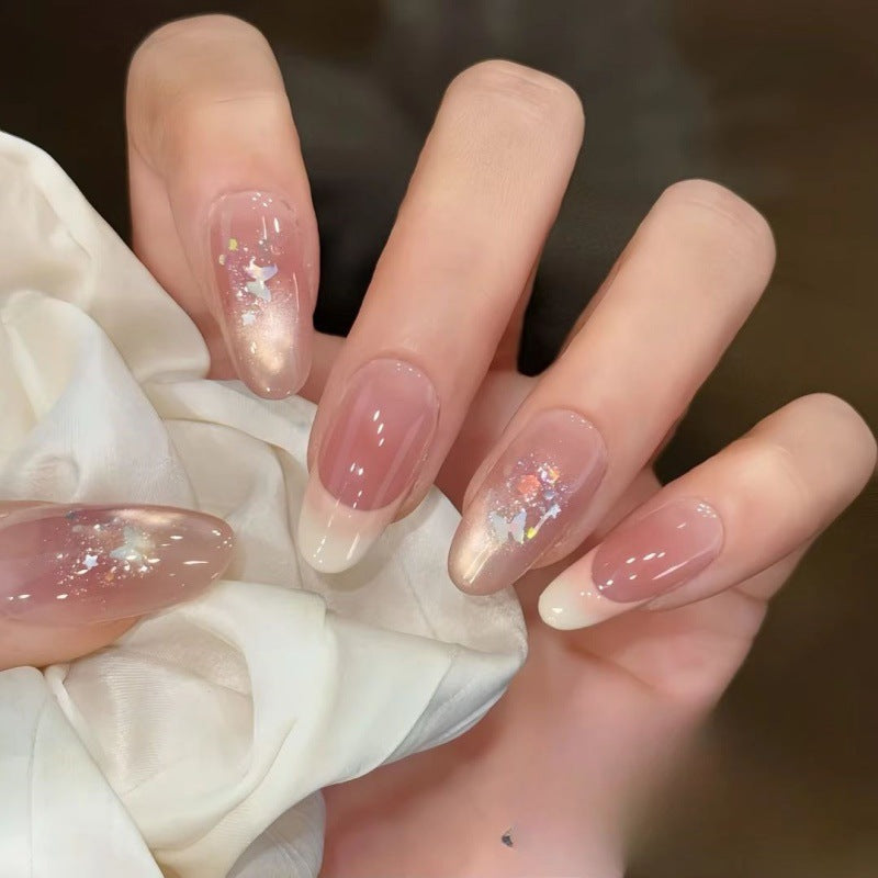 Stylish Press-On Nail Extensions with Artistic Accents