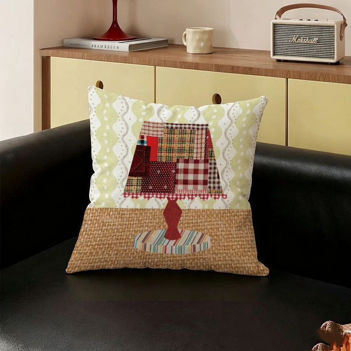 Patchwork Lamp Design Throw Pillow
