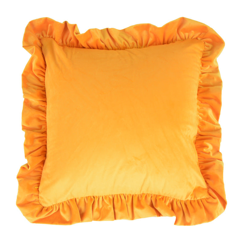 Plush Velvet Ruffled Rectangular Pillow Sham with Hidden Zipper
