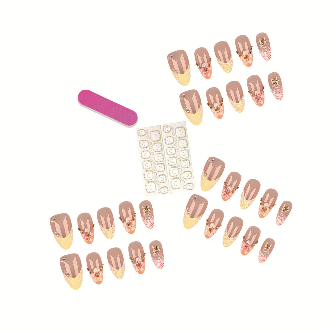Decorative Floral Accent Press-On Nails