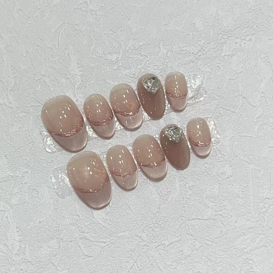 Elegant Press-On Nail Set with Jewel Accents Stornfield