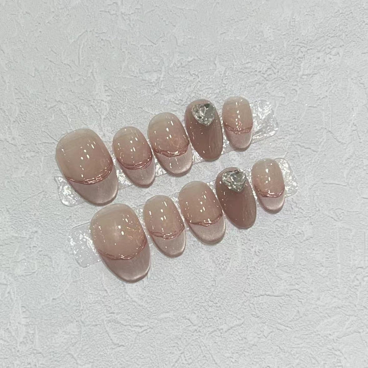 Elegant Press-On Nail Set with Jewel Accents Stornfield