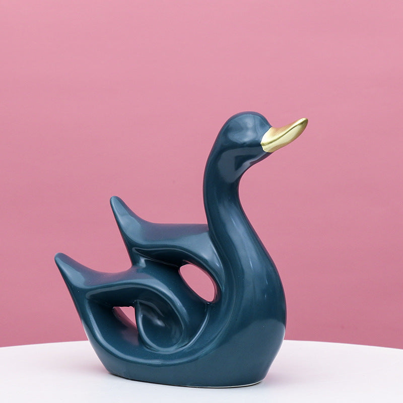 Artistic Swan-Shaped Ceramic Decor Stornfeild