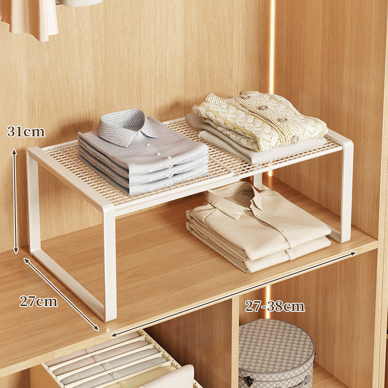 Expandable Metal Closet Shelf Riser and Stackable Wardrobe Organizer