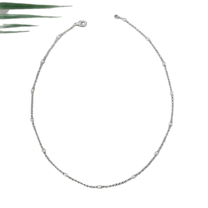 Delicate Silver Beaded Chain Necklace Stornfield