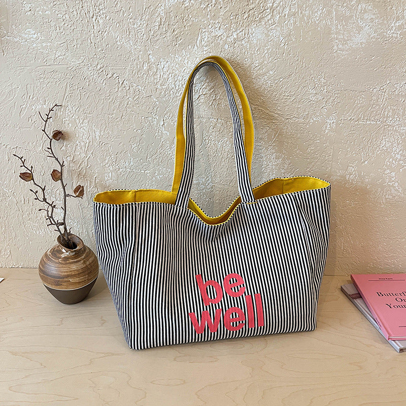 Striped Canvas Tote Bag