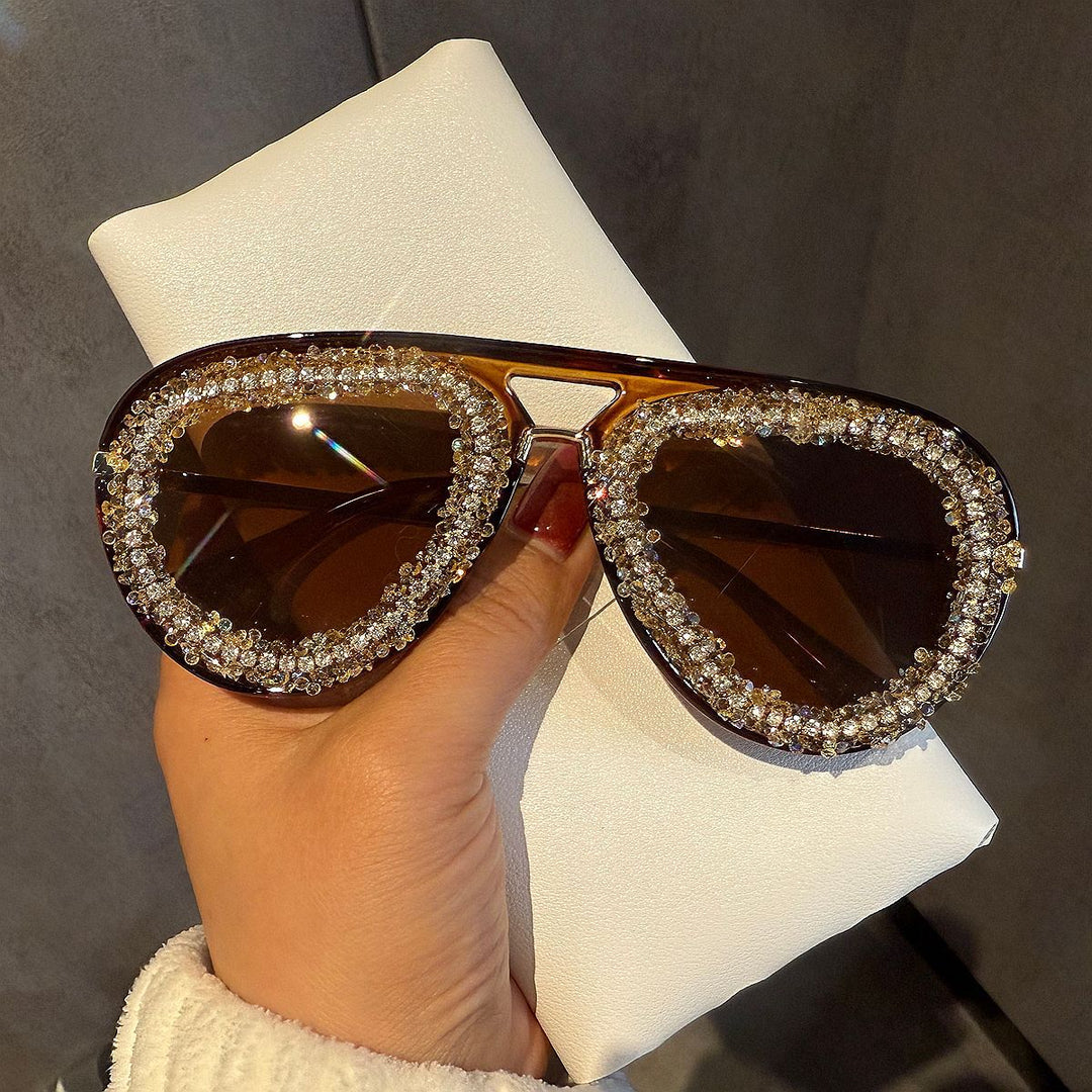 Women's extravagant heart-shaped sunglasses with sparkling rhinestone frame Stornfield