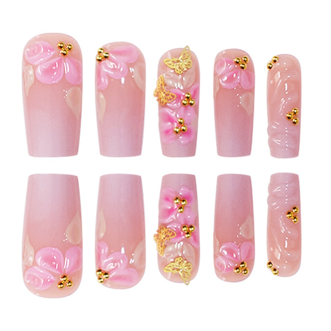 3D Floral Design Press-On Nail Set Stornfield