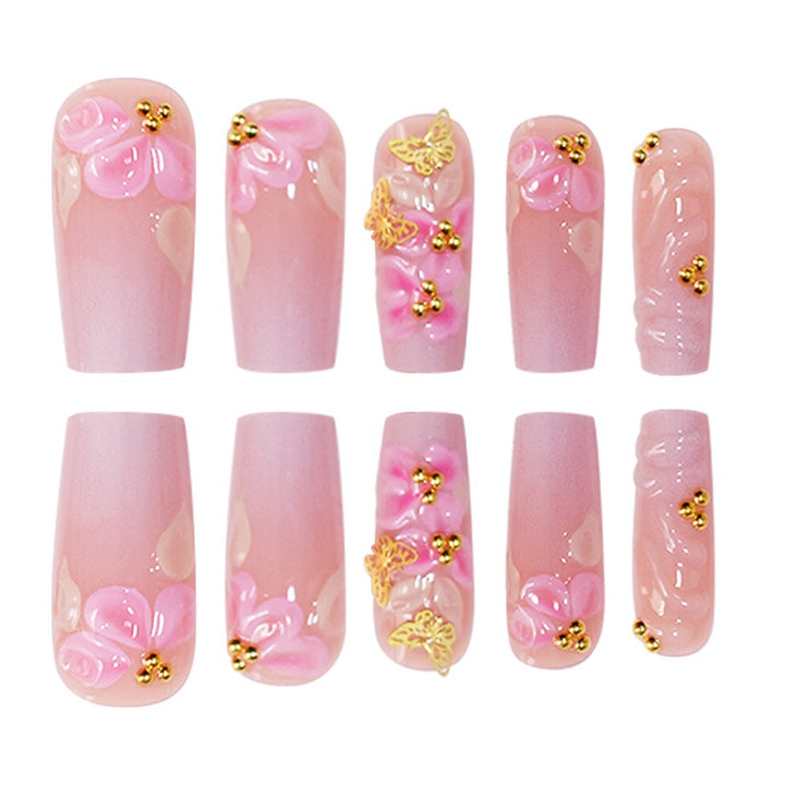 3D Floral Design Press-On Nail Set Stornfield