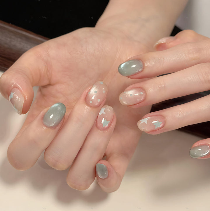 Decorative Ombré Star-Design Press-On Nails Stornfield