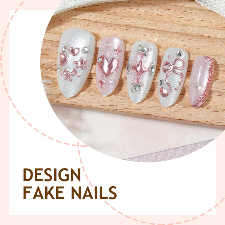 Acrylic nail set with elegant flower and rhinestone design Stornfield