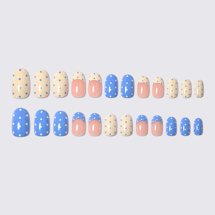 Stylish Art Nail Set with Polka Dots Design Stornfield