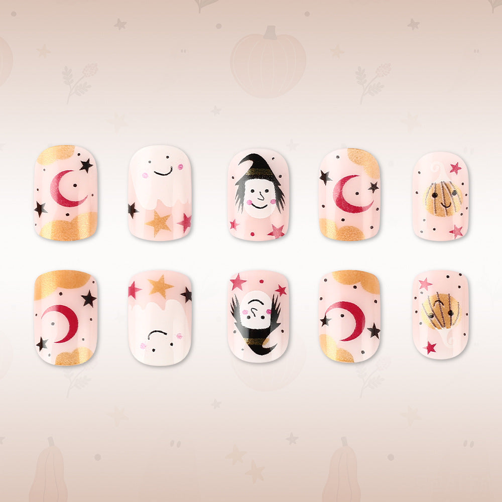 Whimsical Halloween-Themed Press-On Nail Art Set Stornfield