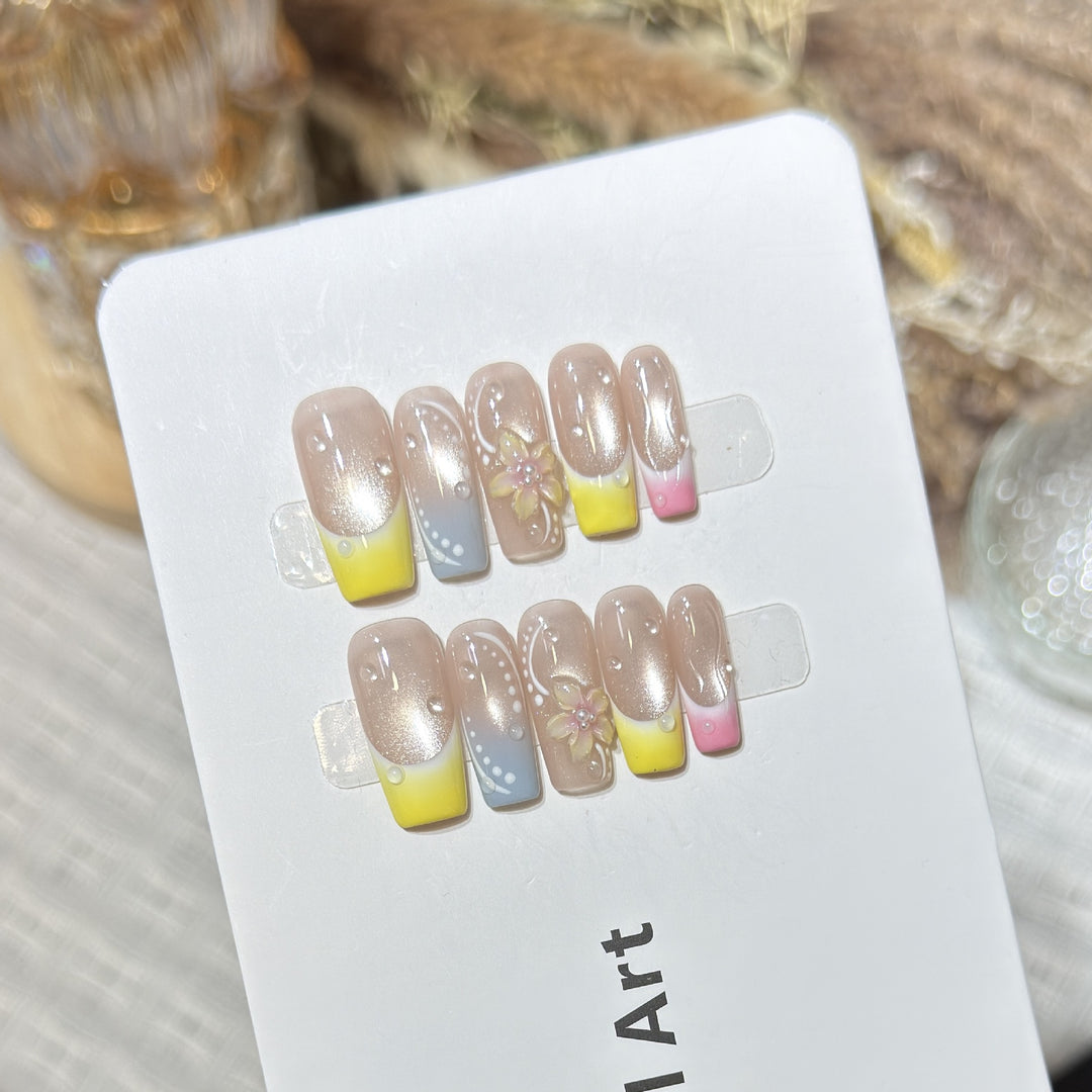 Artistic Floral Design Press-On Nail Set Stornfield