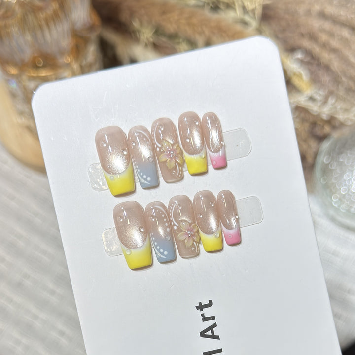 Artistic Floral Design Press-On Nail Set Stornfield