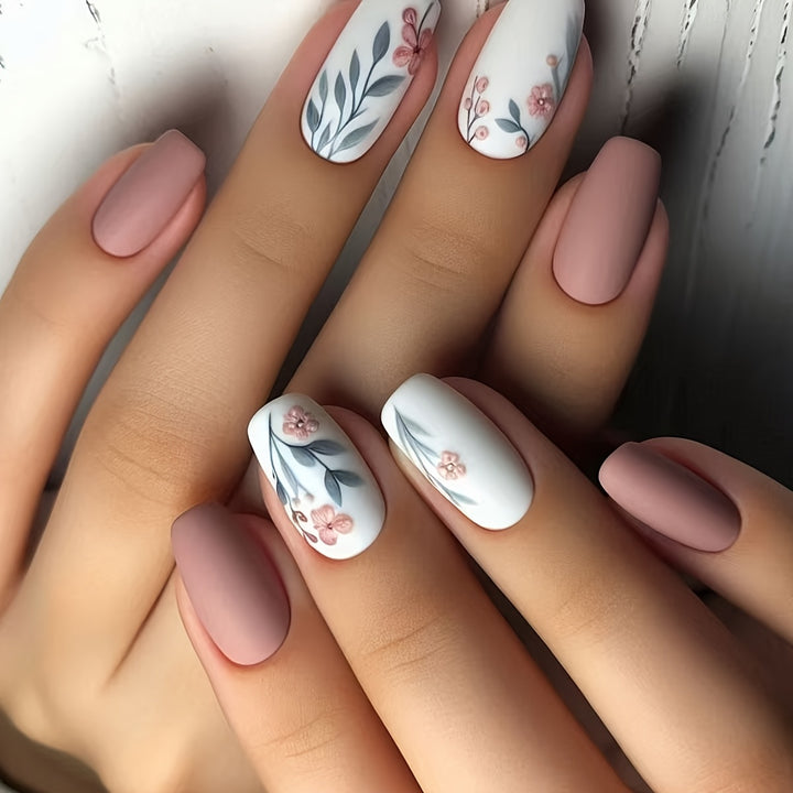 Floral Art Acrylic Nail Set Stornfield