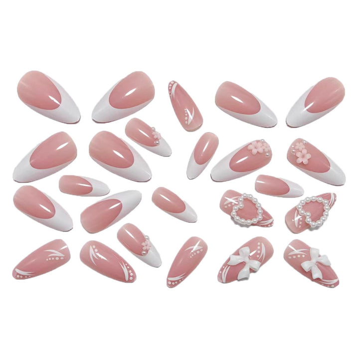Artificial nails with romantic 3D flower and bow decoration Stornfield